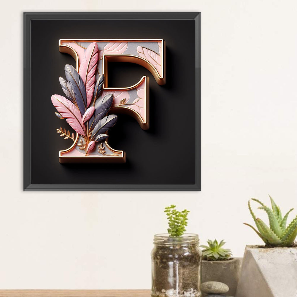 Diamond Painting - Full Round - Feather letter F (30*30CM)