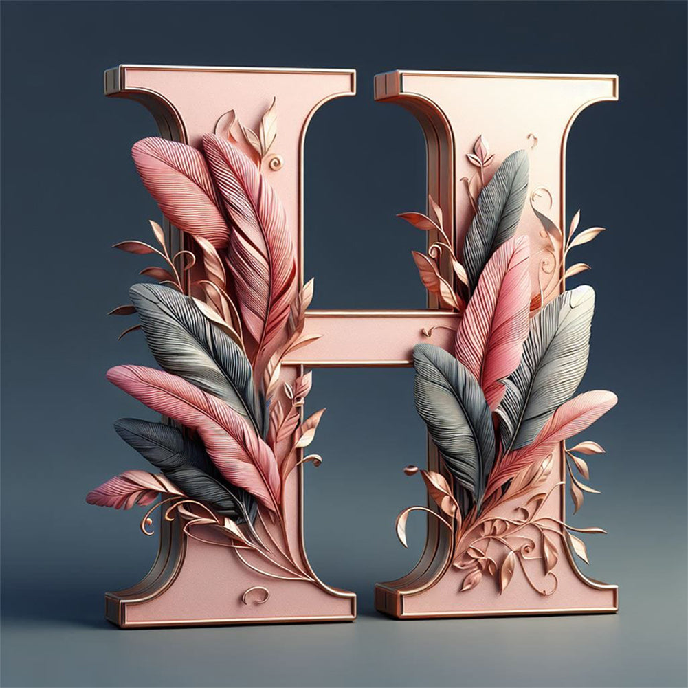 Diamond Painting - Full Round - Feather letter H (30*30CM)