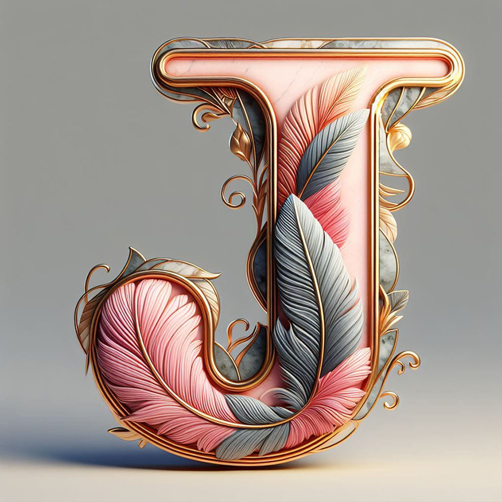 Diamond Painting - Full Round - Feather letter J (30*30CM)