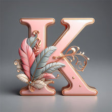 Load image into Gallery viewer, Diamond Painting - Full Round - Feather letter K (30*30CM)
