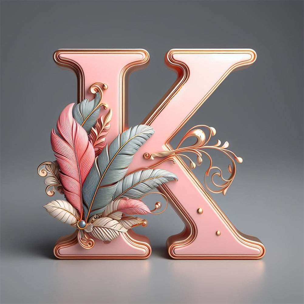 Diamond Painting - Full Round - Feather letter K (30*30CM)