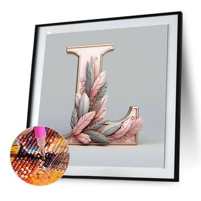 Diamond Painting - Full Round - Feather letter L (30*30CM)