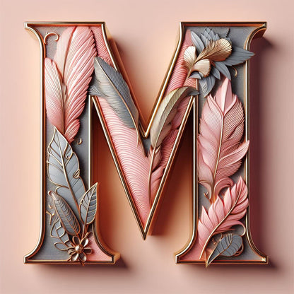 Diamond Painting - Full Round - Feather letter M (30*30CM)