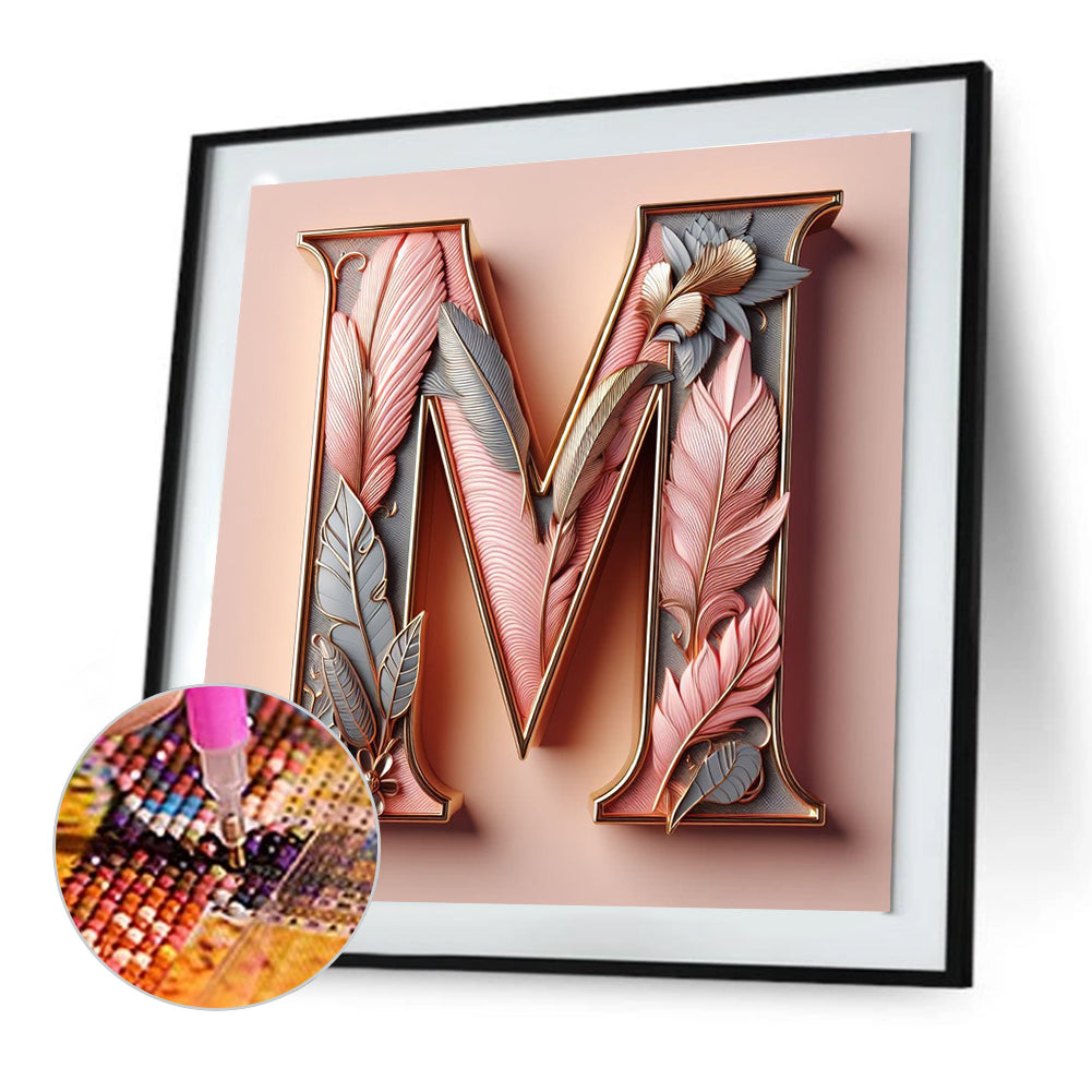 Diamond Painting - Full Round - Feather letter M (30*30CM)