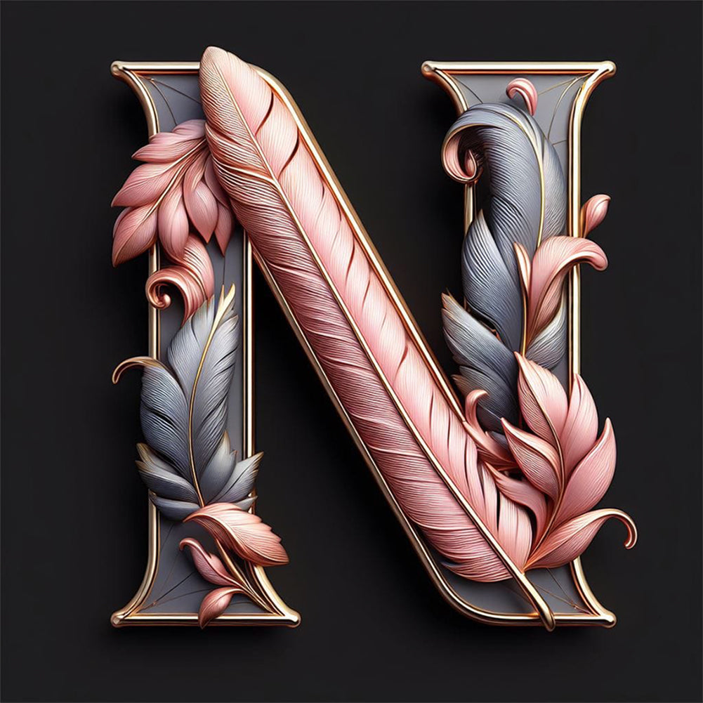 Diamond Painting - Full Round - Feather letter N (30*30CM)