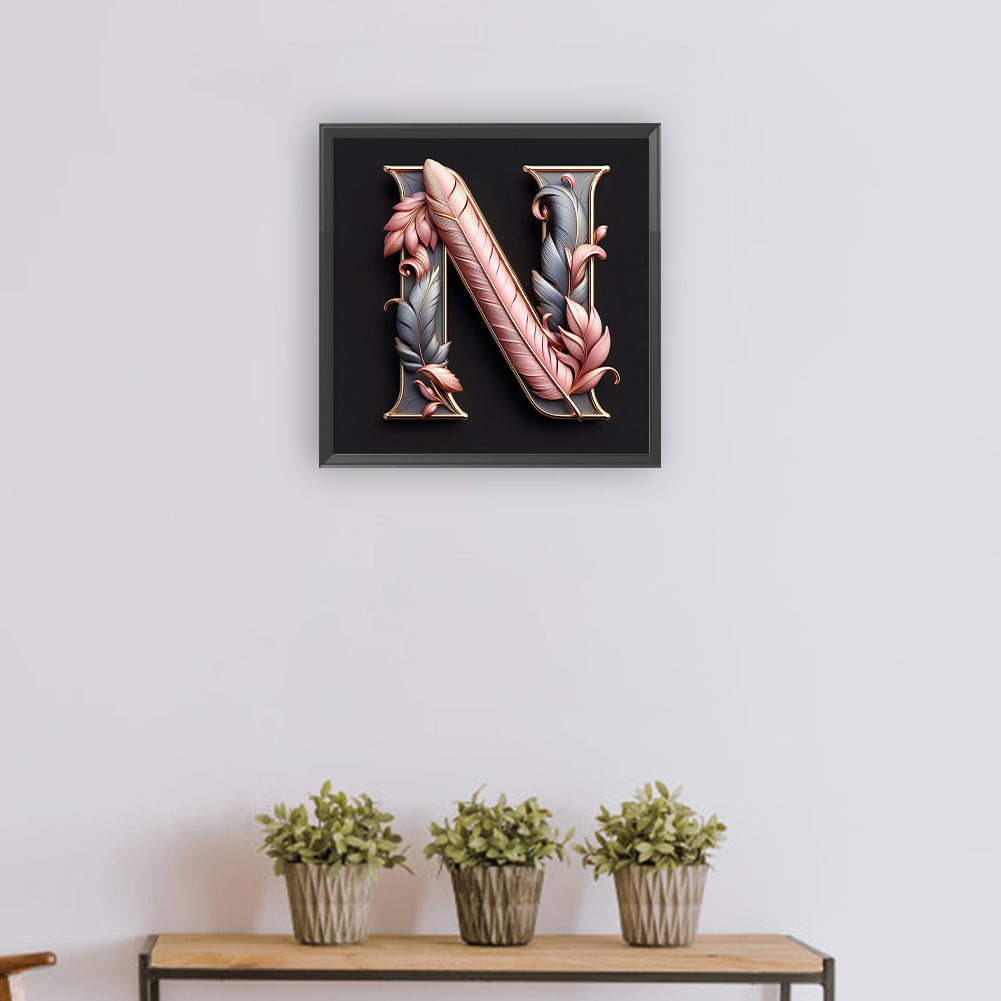 Diamond Painting - Full Round - Feather letter N (30*30CM)