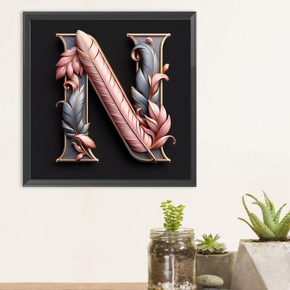 Diamond Painting - Full Round - Feather letter N (30*30CM)