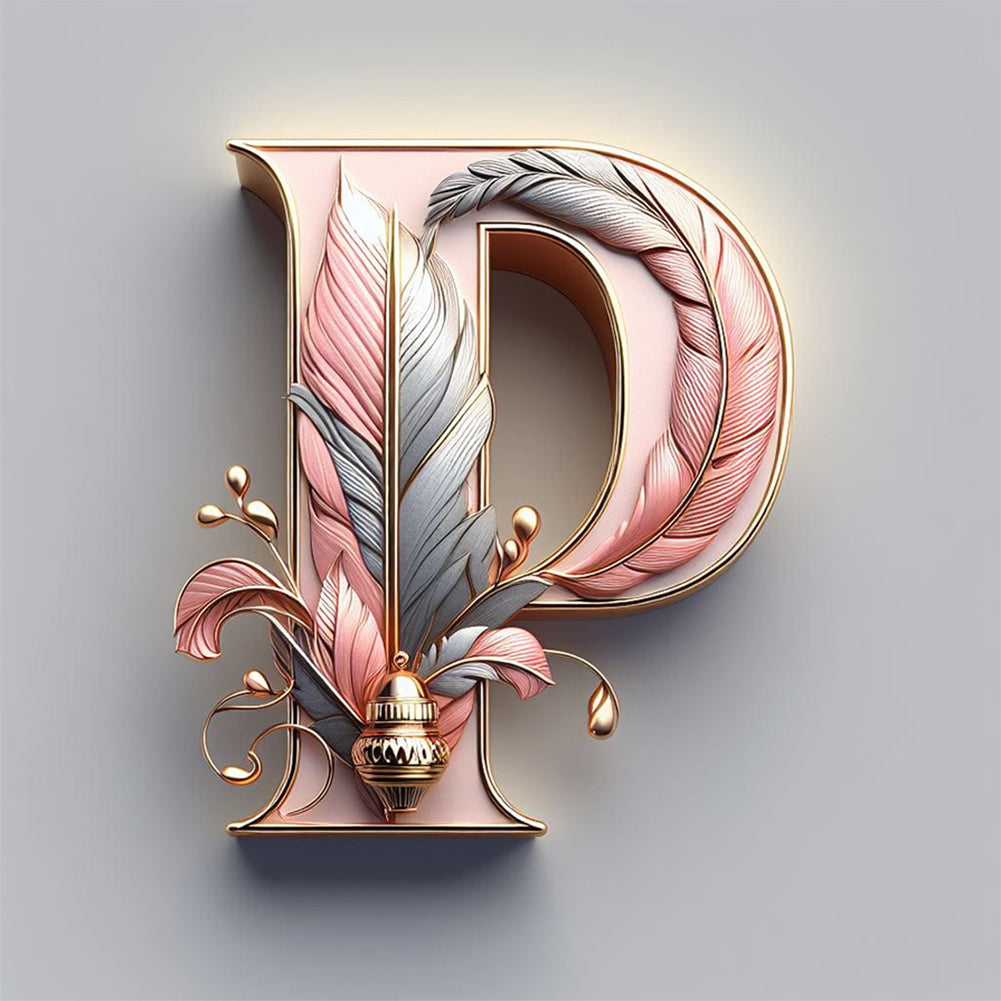 Diamond Painting - Full Round - Feather letter P (30*30CM)