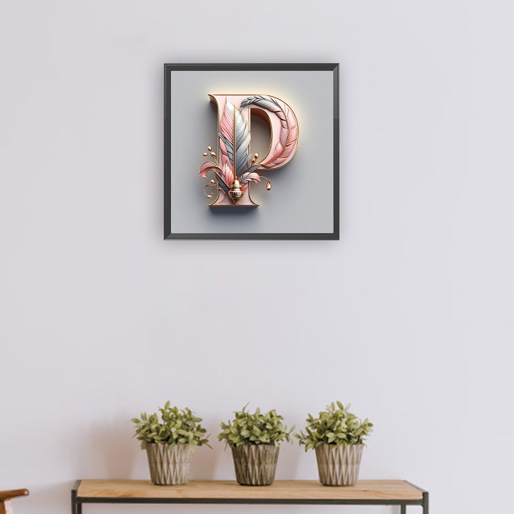 Diamond Painting - Full Round - Feather letter P (30*30CM)