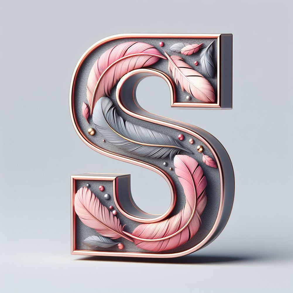Diamond Painting - Full Round - Feather letter S (30*30CM)