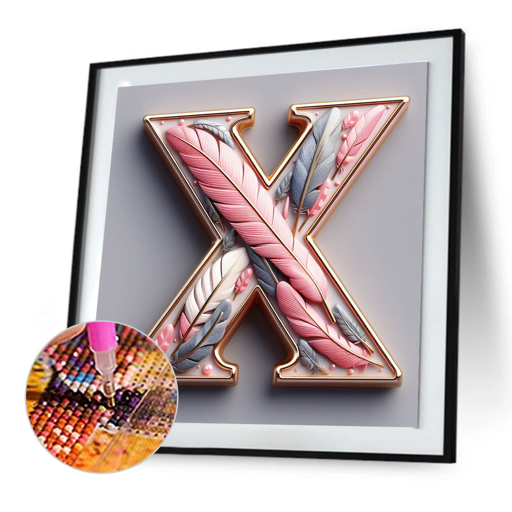 Diamond Painting - Full Round - Feather letter X (30*30CM)