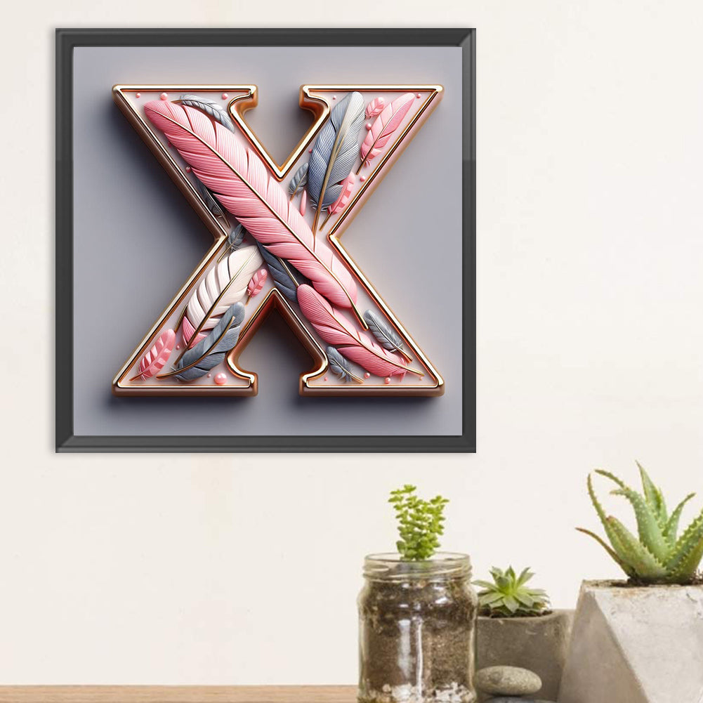 Diamond Painting - Full Round - Feather letter X (30*30CM)