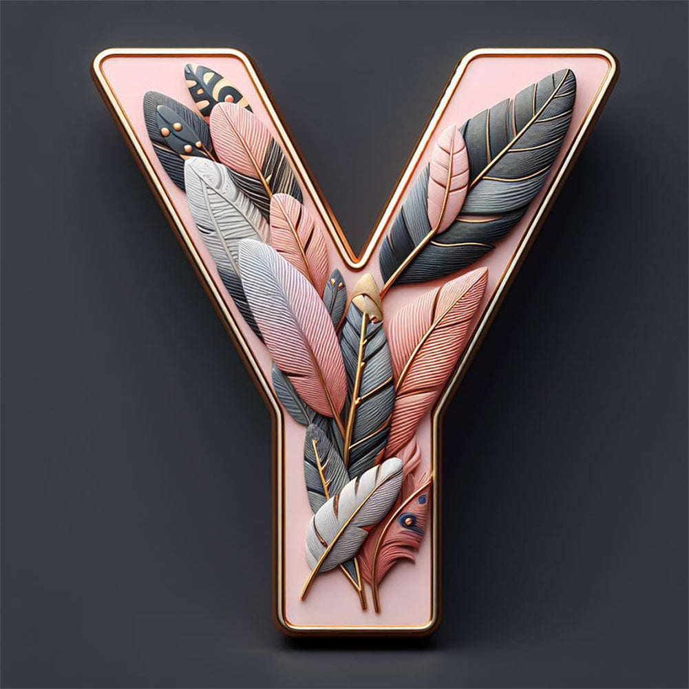 Diamond Painting - Full Round - Feather letter Y (30*30CM)