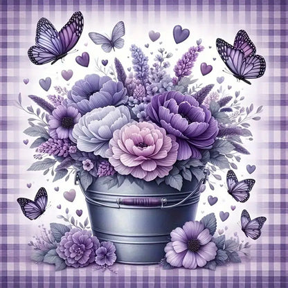 Diamond Painting - Full Round - purple flower butterfly (30*30CM)