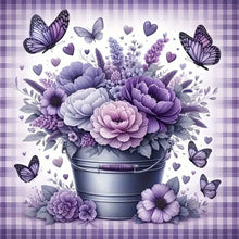 Load image into Gallery viewer, Diamond Painting - Full Round - purple flower butterfly (30*30CM)
