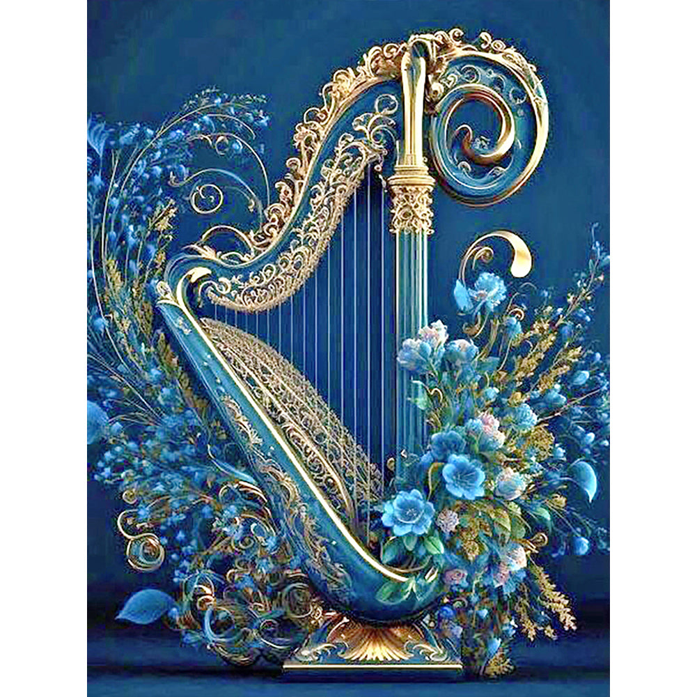 Diamond Painting - Full Round - flowers and harp (30*40CM)
