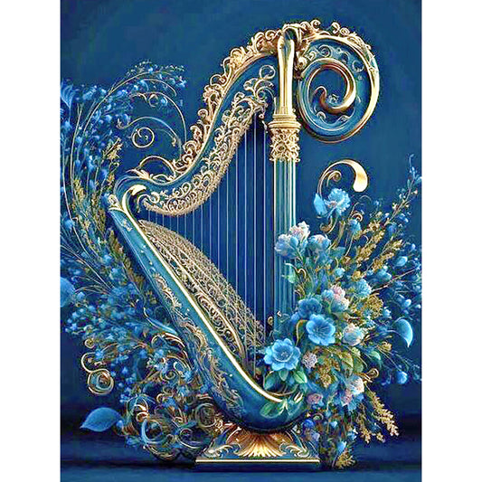 Diamond Painting - Full Round - flowers and harp (30*40CM)