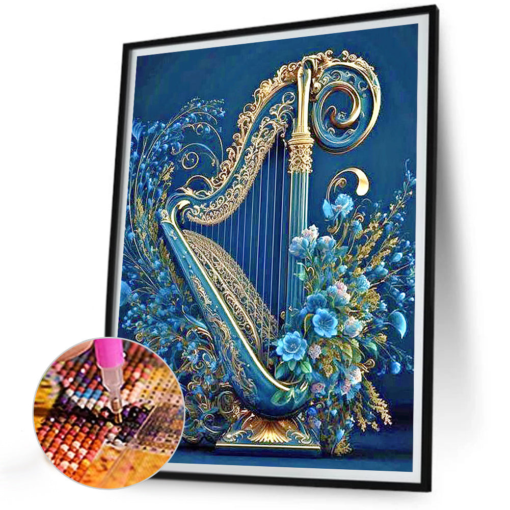 Diamond Painting - Full Round - flowers and harp (30*40CM)