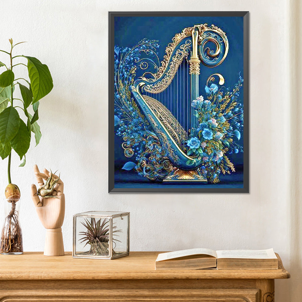 Diamond Painting - Full Round - flowers and harp (30*40CM)