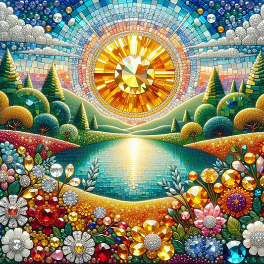 Diamond Painting - Full Round - beautiful sunrise scenery (30*30CM)