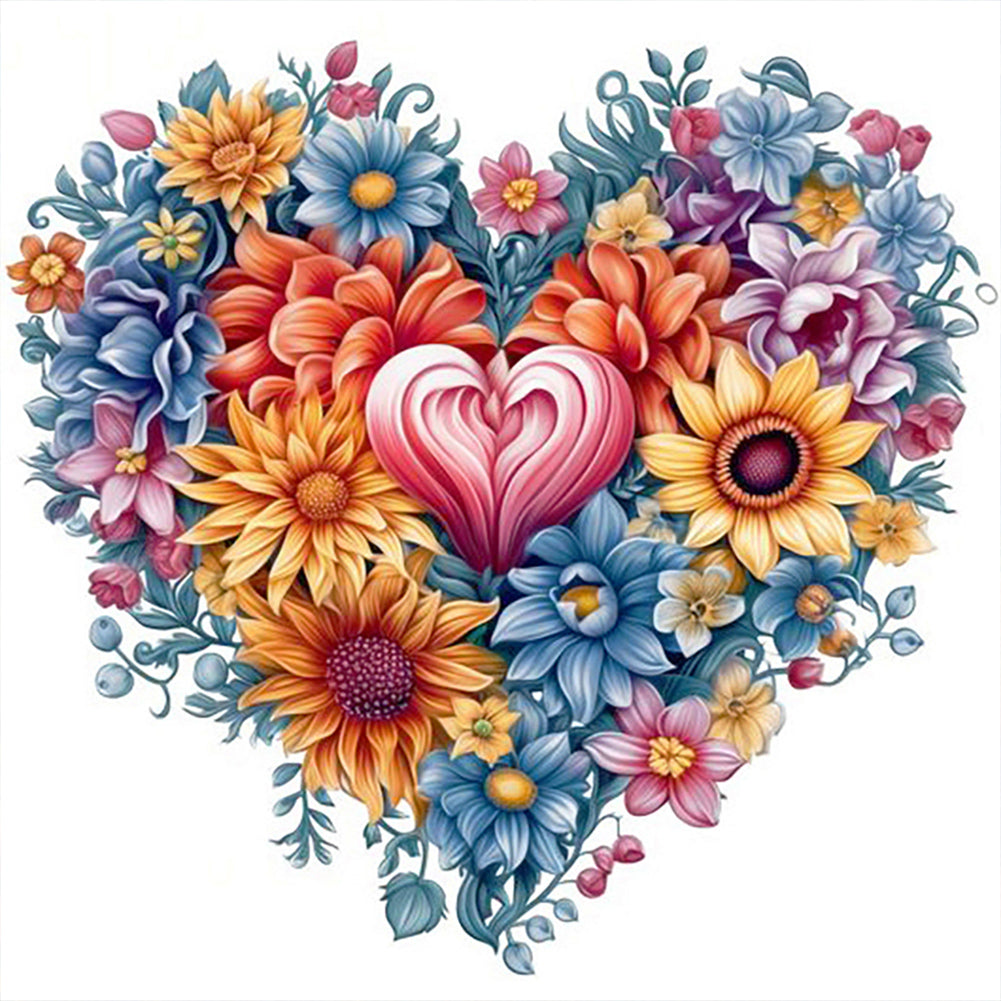 Diamond Painting - Full Round - colorful flowers hearts (30*30CM)