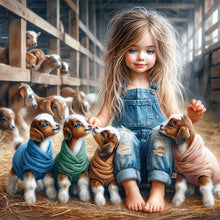 Load image into Gallery viewer, Diamond Painting - Full Round - Girl with animal lamb (30*30CM)
