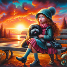 Load image into Gallery viewer, Diamond Painting - Full Round - Girl with animal puppy (30*30CM)

