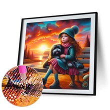 Load image into Gallery viewer, Diamond Painting - Full Round - Girl with animal puppy (30*30CM)
