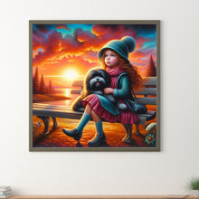 Load image into Gallery viewer, Diamond Painting - Full Round - Girl with animal puppy (30*30CM)
