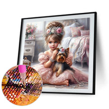 Load image into Gallery viewer, Diamond Painting - Full Round - Girl with animal puppy (30*30CM)
