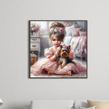 Load image into Gallery viewer, Diamond Painting - Full Round - Girl with animal puppy (30*30CM)
