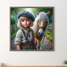 Load image into Gallery viewer, Diamond Painting - Full Round - Girl with animal pony (30*30CM)
