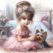 Load image into Gallery viewer, Diamond Painting - Full Round - Girl with animal puppy (30*30CM)
