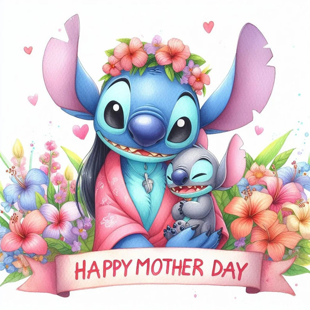 Diamond Painting - Full Round - Lilo & Stitch Mother's Day Slogan (30*30CM)