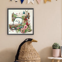 Load image into Gallery viewer, Diamond Painting - Partial Special Shaped - Retro nostalgic flower sewing machine (30*30CM)
