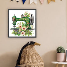 Load image into Gallery viewer, Diamond Painting - Partial Special Shaped - Retro nostalgic flower sewing machine (30*30CM)
