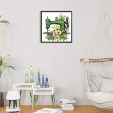 Load image into Gallery viewer, Diamond Painting - Partial Special Shaped - Retro nostalgic flower sewing machine (30*30CM)
