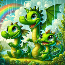 Load image into Gallery viewer, Diamond Painting - Full Square - rainbow green dragon (30*30CM)
