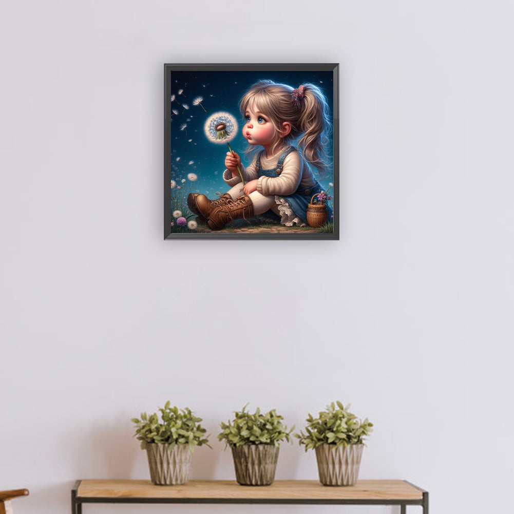 Diamond Painting - Full Round - Cute girl with big eyes (30*30CM)