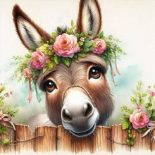 Load image into Gallery viewer, Diamond Painting - Full Round - donkey wearing flowers (30*30CM)
