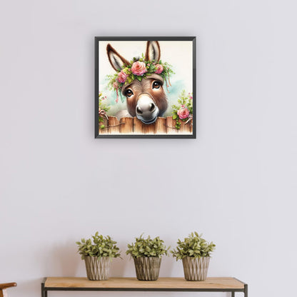 Diamond Painting - Full Round - donkey wearing flowers (30*30CM)