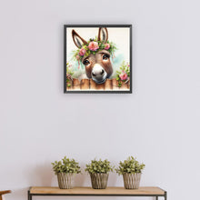Load image into Gallery viewer, Diamond Painting - Full Round - donkey wearing flowers (30*30CM)
