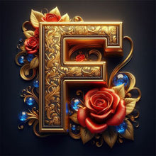 Load image into Gallery viewer, Diamond Painting - Full Round - Flower letter-F (30*30CM)
