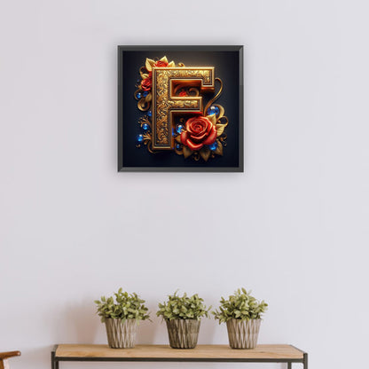 Diamond Painting - Full Round - Flower letter-F (30*30CM)