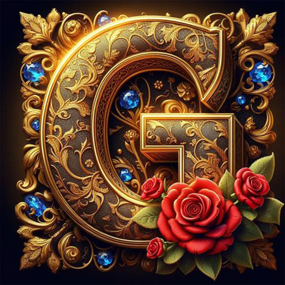 Diamond Painting - Full Round - Flower letter-G (30*30CM)