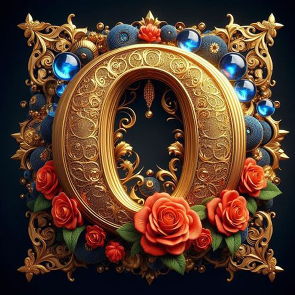 Diamond Painting - Full Round - Flower letter-O (30*30CM)