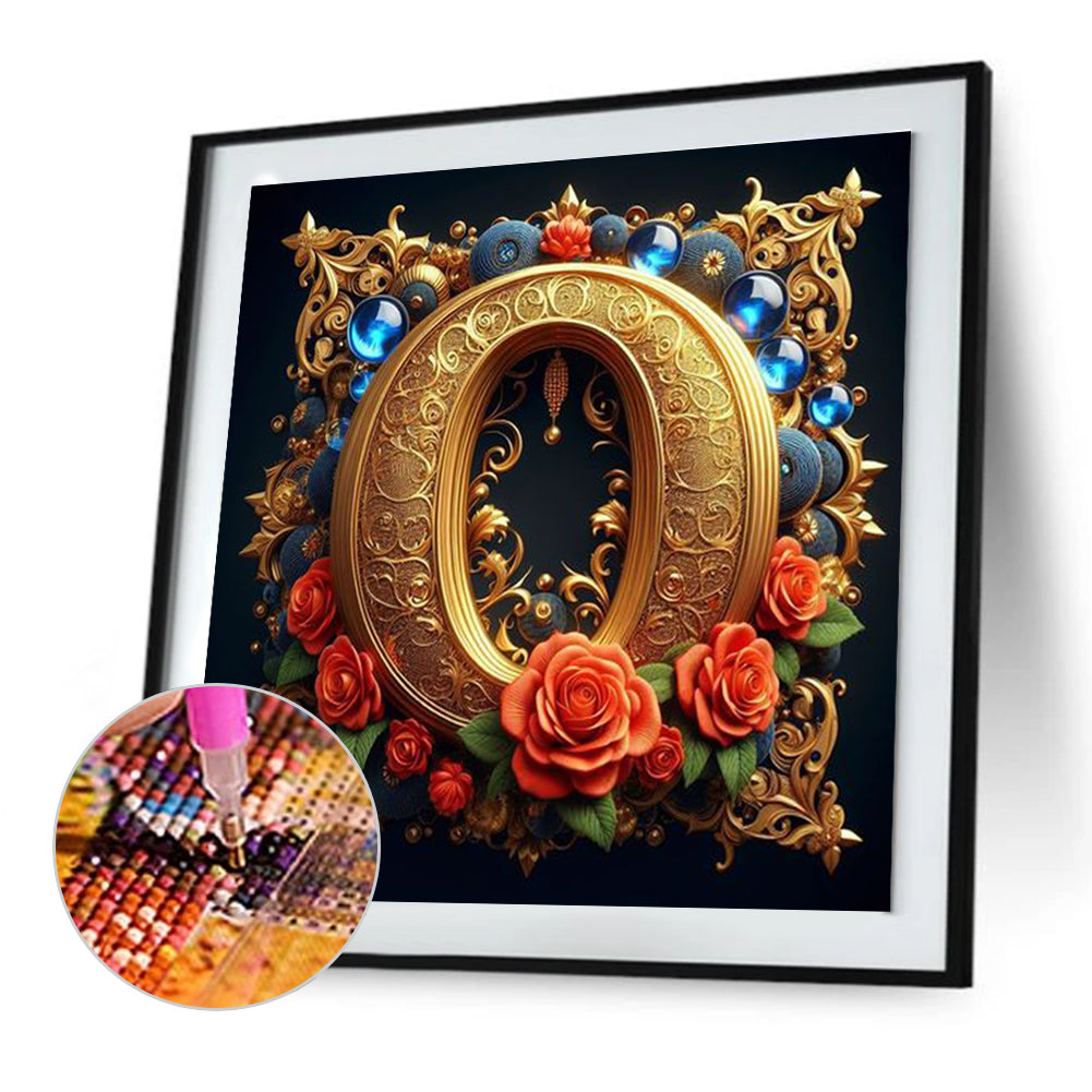 Diamond Painting - Full Round - Flower letter-O (30*30CM)