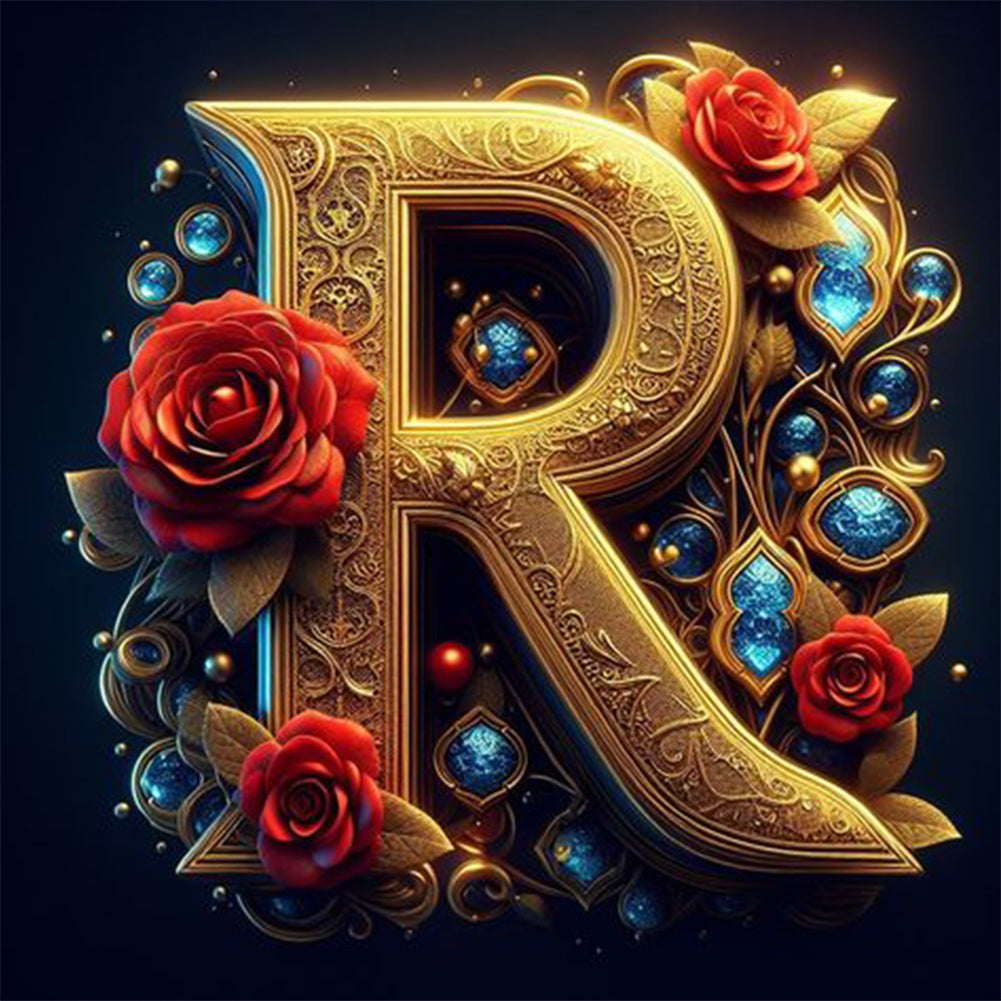 Diamond Painting - Full Round - Flower letter-R (30*30CM)