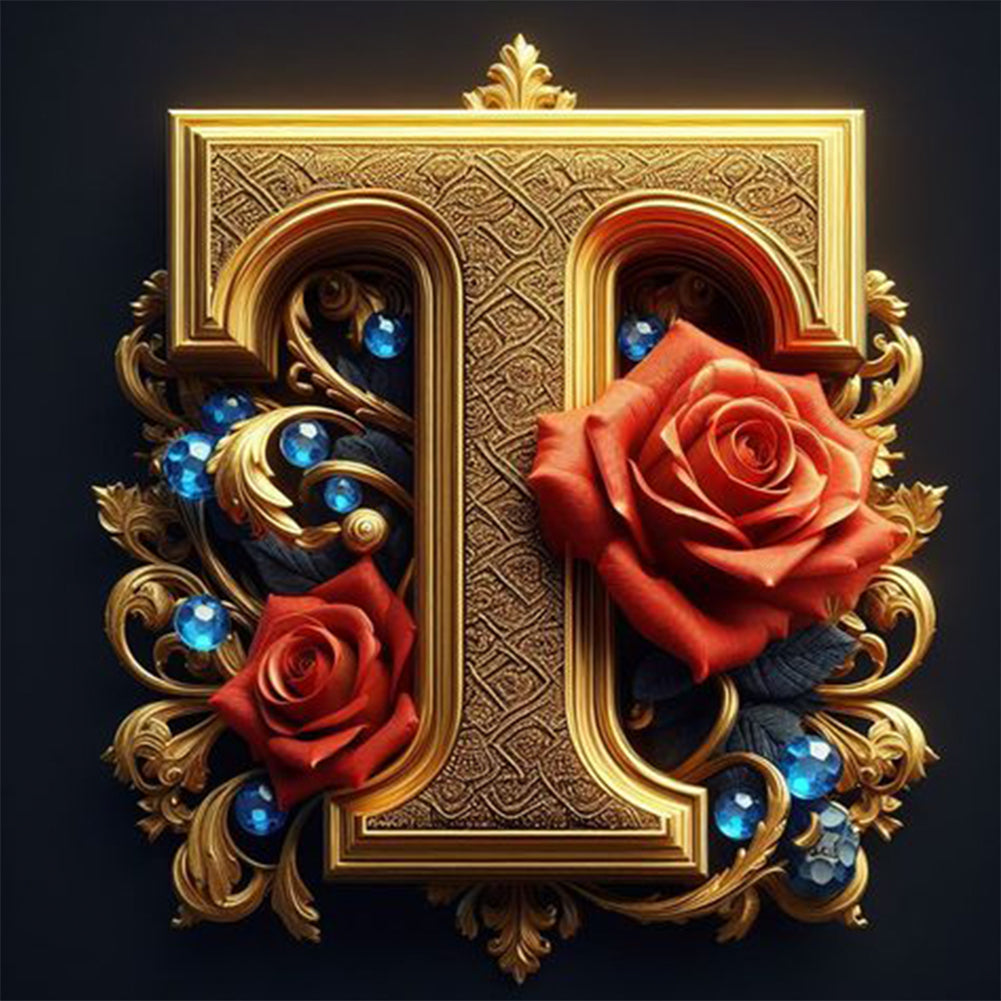 Diamond Painting - Full Round - Flower letter-T (30*30CM)