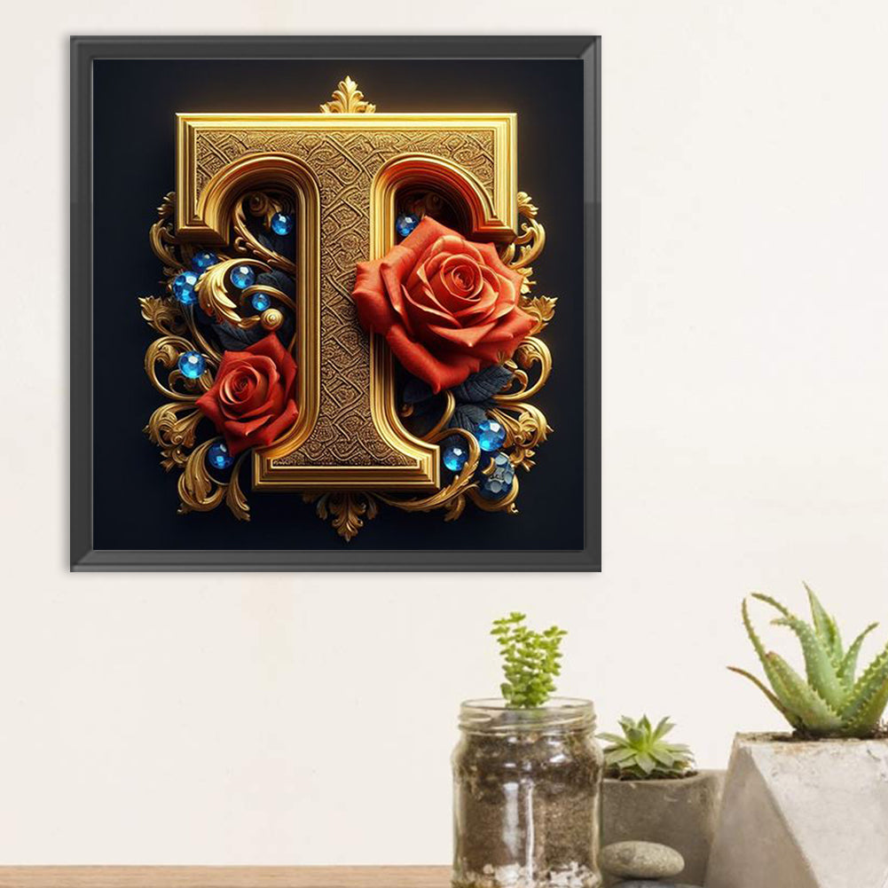 Diamond Painting - Full Round - Flower letter-T (30*30CM)
